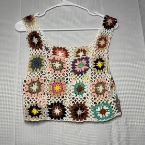 Le Lis Crochet Granny Square Top Bundle Size Large Multicolor 2 Pack Boho